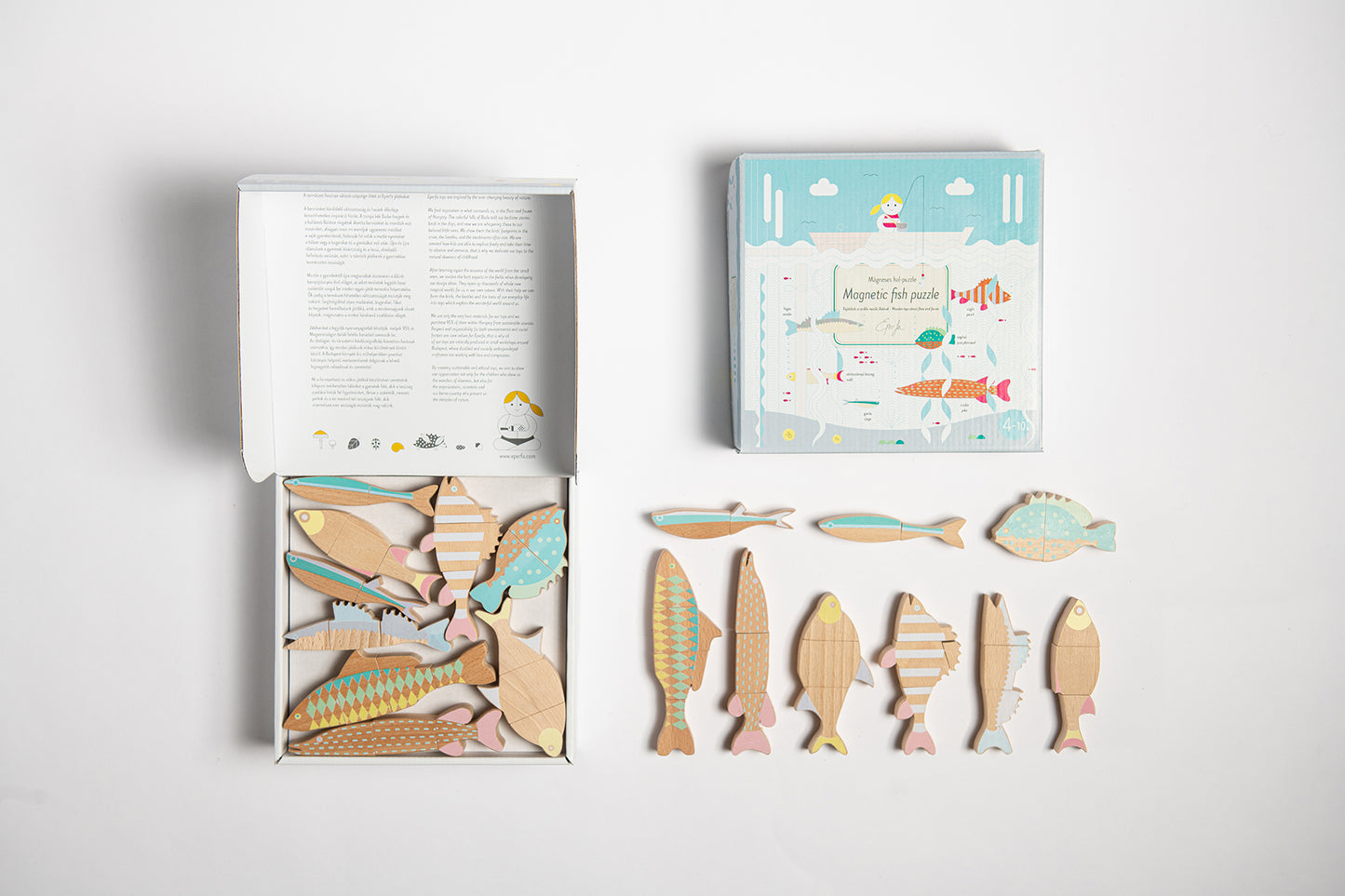 Wooden puzzle, magnetic, with fish, 4-10 years
