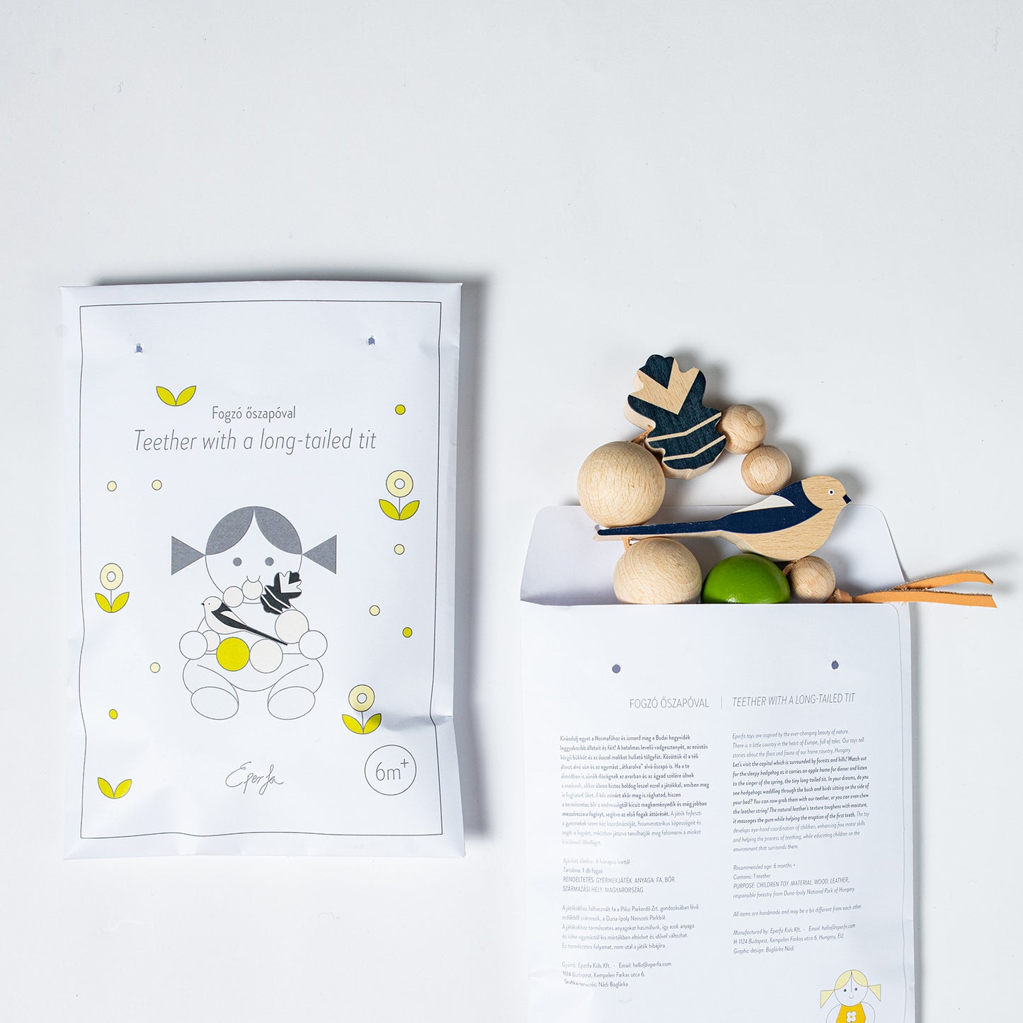Wooden teething toy for babies, 6 months +