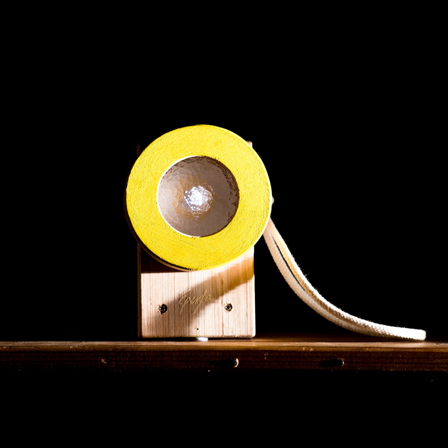 Flashlight - wooden toy for children, yellow, age 2-12 years