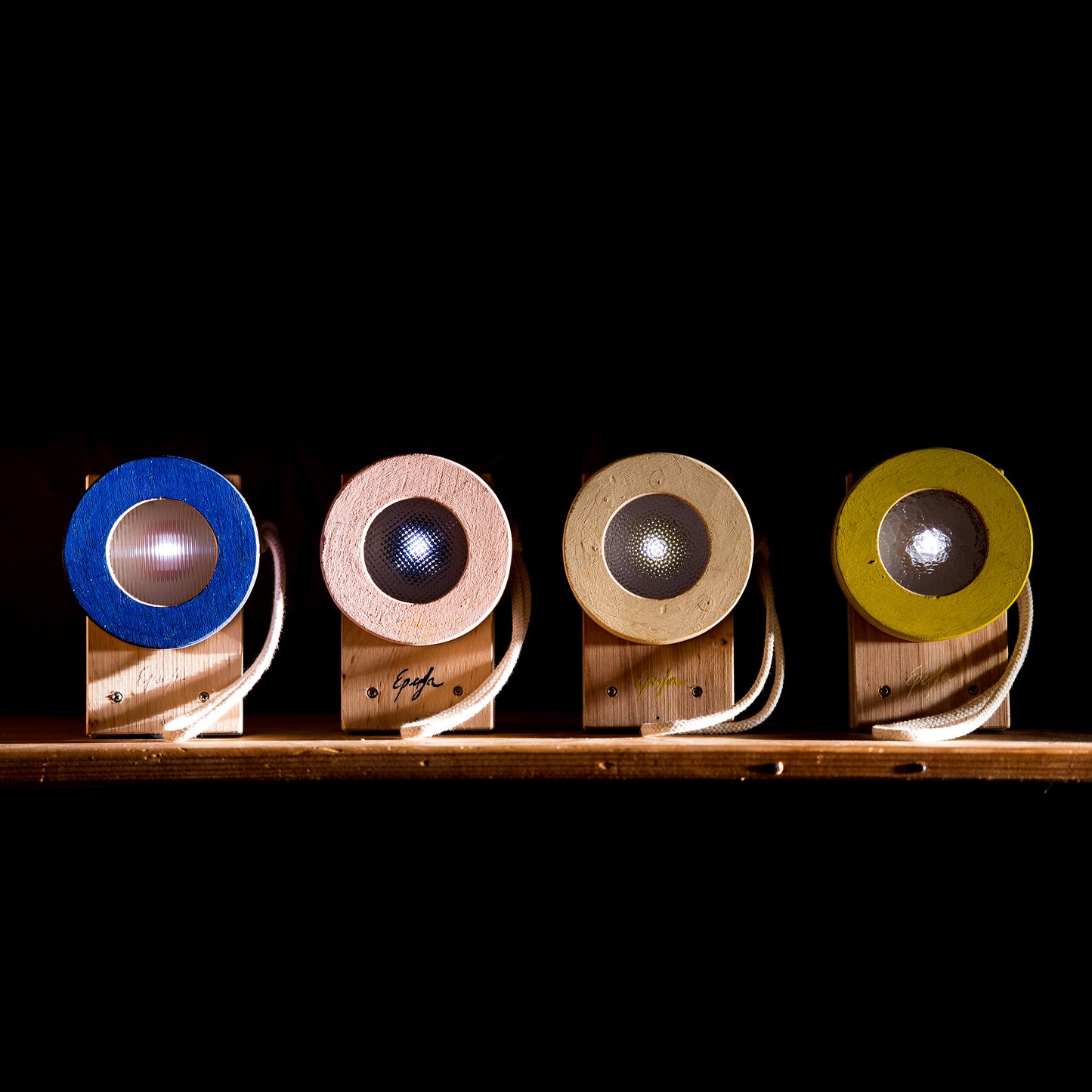 Flashlight - wooden toy for children, yellow, age 2-12 years