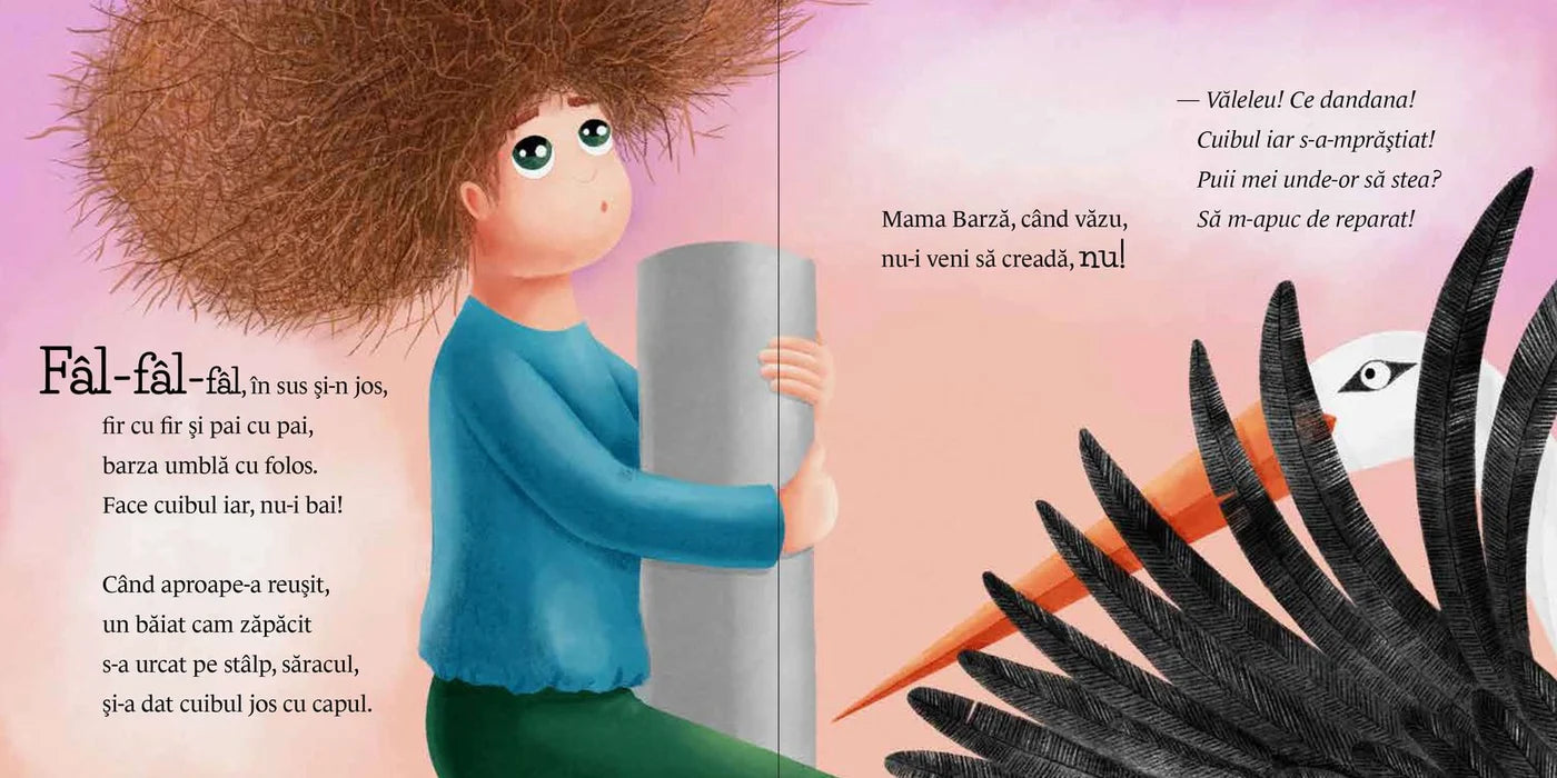 Mama Barză-și face cuib